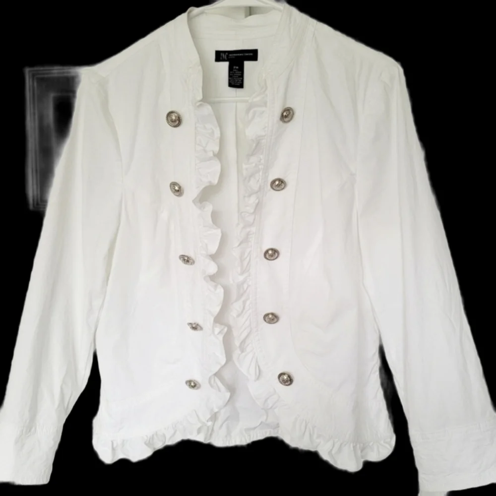 INC International Concepts Women Jacket Open Front Stretch Cotton White Medium P - Picture 7 of 16